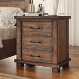 Rustic Three Drawer Reclaimed Solid Wood Framhouse Nightstand - V.I.P Digital Presence