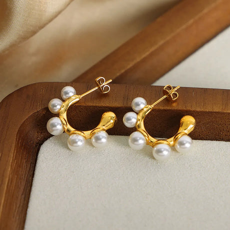 Synthetic Pearl 18K Gold-Plated Earrings - V.I.P Digital Presence