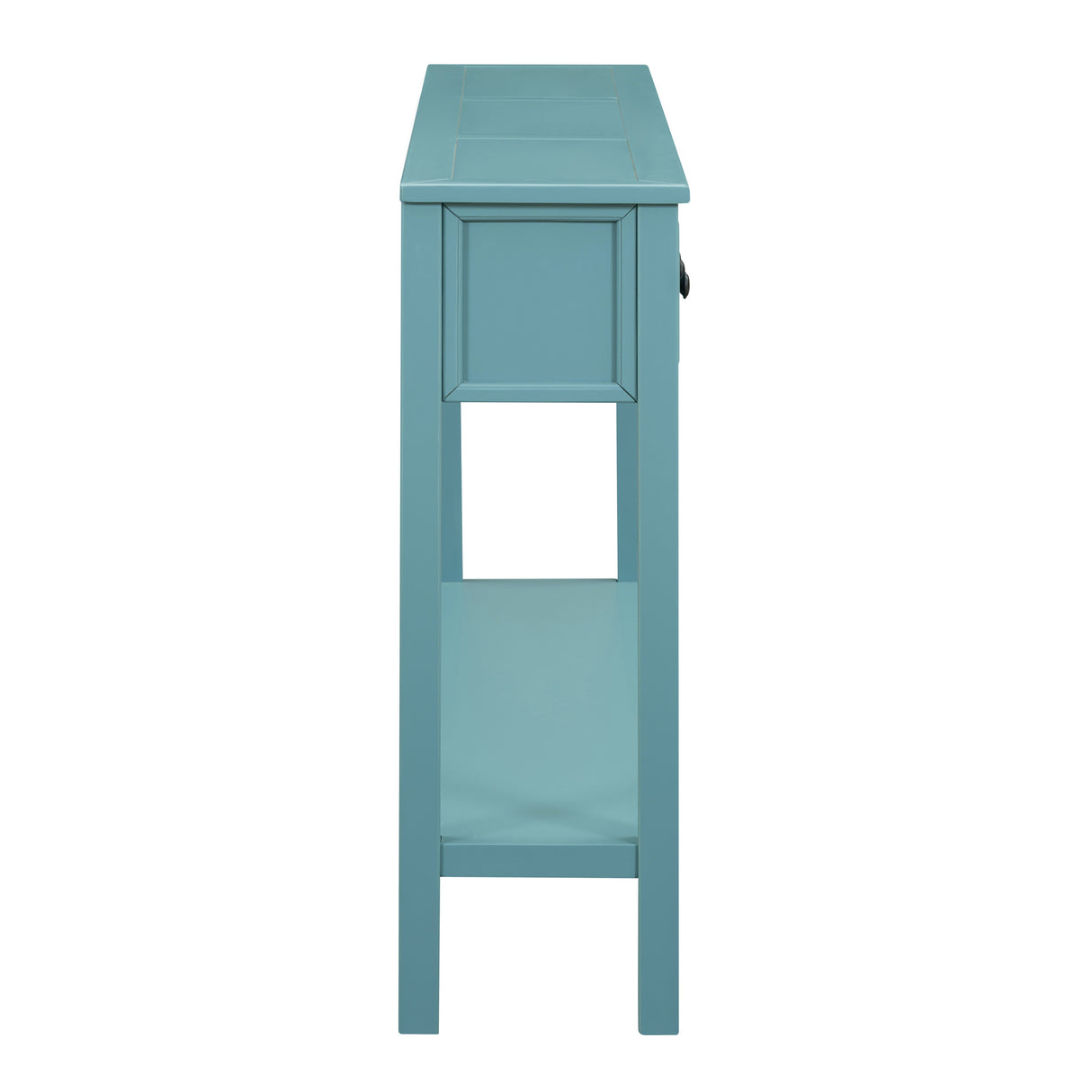 TREXM Rural Entrance Console Table 60 "Long Sofa Table with Two Different Size Drawers and Bottom Shelves for Storage (Turquoise