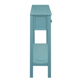 TREXM Rural Entrance Console Table 60 "Long Sofa Table with Two Different Size Drawers and Bottom Shelves for Storage (Turquoise