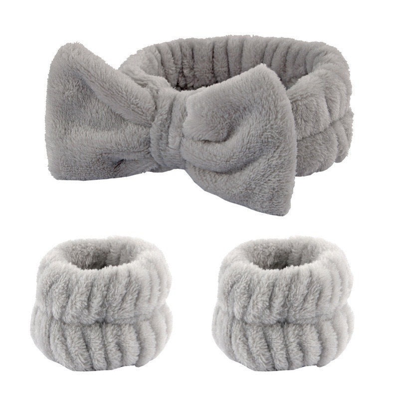 Wash face headband waterproof wrist strap set butterfly bow simple headband wrist 3-piece set - V.I.P Digital Presence