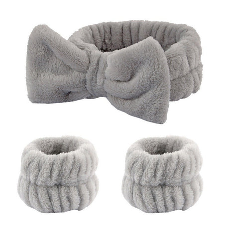 Wash face headband waterproof wrist strap set butterfly bow simple headband wrist 3-piece set - V.I.P Digital Presence