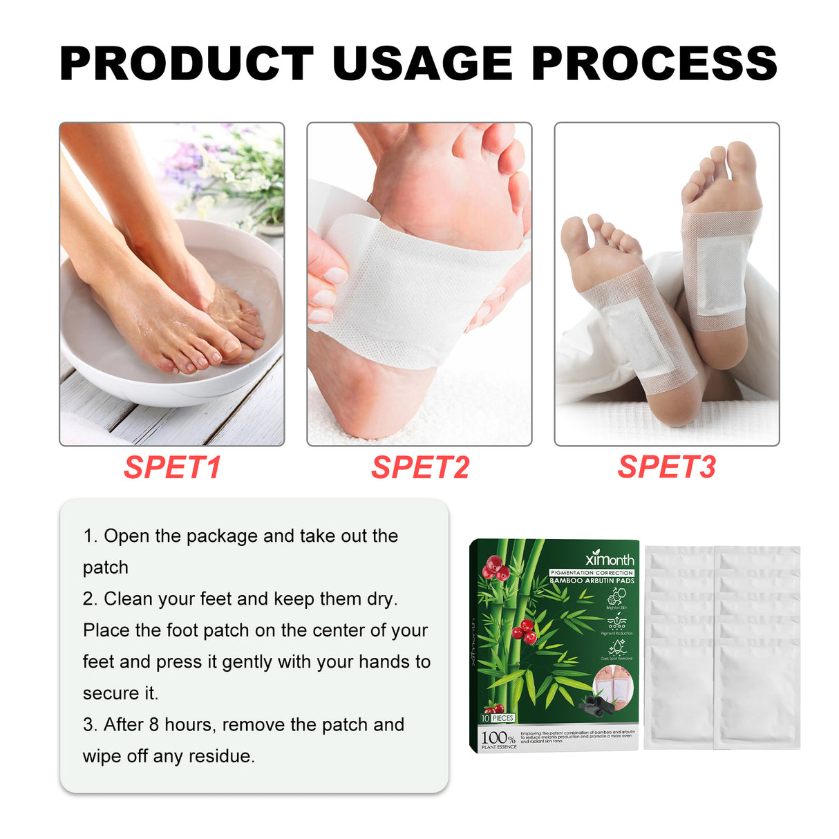 Pigmentation Correction Bamboo Arbutin Pads, Relieve Body Stress Improve Sleep Clean Skin Beauty Foot Patch - V.I.P Digital Presence