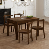 TOPMAX 65 "5-piece set with wheels and expandable dining table set 17.7" pull-out side table and small dining chair Brown