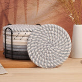 Cotton thread placemat hand woven insulation mat bowl mat cup mat thickened and simple cotton linen table mat - V.I.P Digital Presence