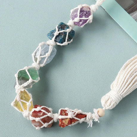 Natural Crystal Seven Color Gemstone Gypsum Rod DIY Wearing Mesh Bag Hanging Decoration Yellow Purple Crystal Car Hanging - V.I.P Digital Presence