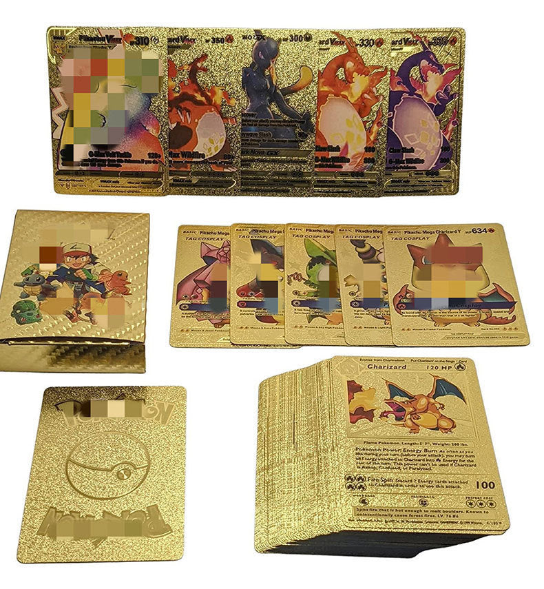 55 cartas Pok é mon de lámina dorada, cartas de batalla de cartas de colección Pok é mon Pok é mon
