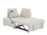 Modern sofa velvet pull-out bed,Independently removable backrest, have USB port and swivel phone stand ,beige - V.I.P Digital Presence