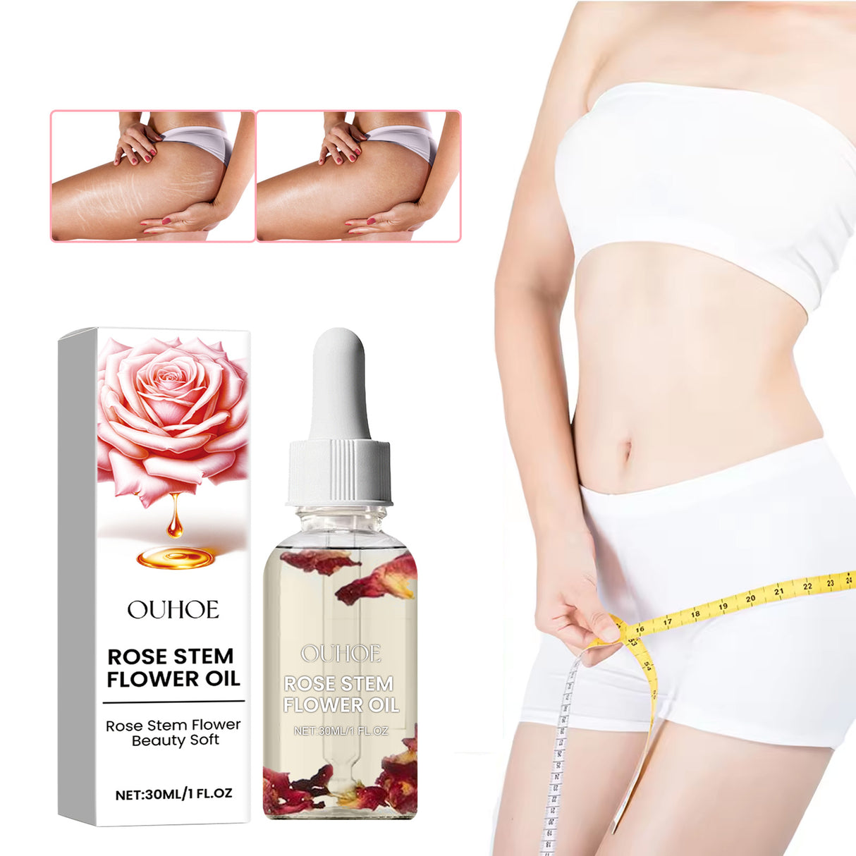 Rose Stem Flower Oil, Body Skin Massage Treatment Moisturizing And Firming Loose Skin Slimming Treatment Oil - V.I.P Digital Presence