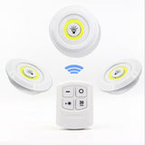 Lámpara LED COB superbrillante de 3 W para debajo del gabinete, con control remoto inalámbrico y regulable, ideal para el hogar, el dormitorio, el armario y la cocina.