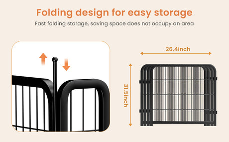 Outdoor dog fence, 8-piece board dog fence. 31 inch portable pet sports fence. Black, 26.3 inches wide x 31.5 inches high. - V.I.P Digital Presence