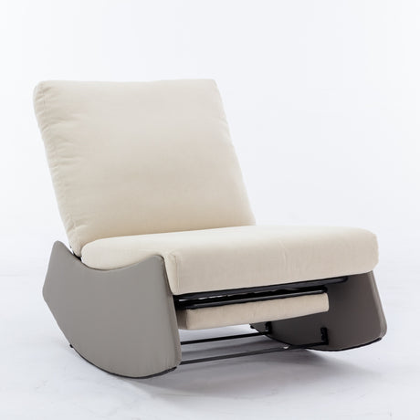 Modern rocking chair recliner, comfortable cushioned recliner with footstool, gray - V.I.P Digital Presence