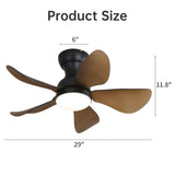 29 Inch Low Profile Flush Mount Ceiling Fan with Light Reversible Motor Remote Control - V.I.P Digital Presence