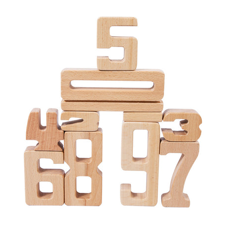 Children's Montessori early education teaching aids, large particle beech wood digital building blocks, kindergarten enlightenment assembly, stacking and height toys - V.I.P Digital Presence