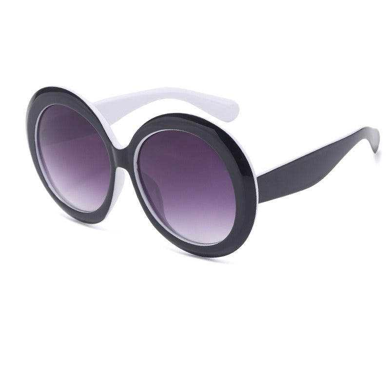 Personalized dual color sunglasses, fashionable circular large frame sunglasses for women - V.I.P Digital Presence