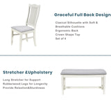 TOPMAX Mid-Century 6-Piece Wood Dining Table Set, Kitchen Table Set with Drawer  Upholstered Chairs and Bench  Butter Milk