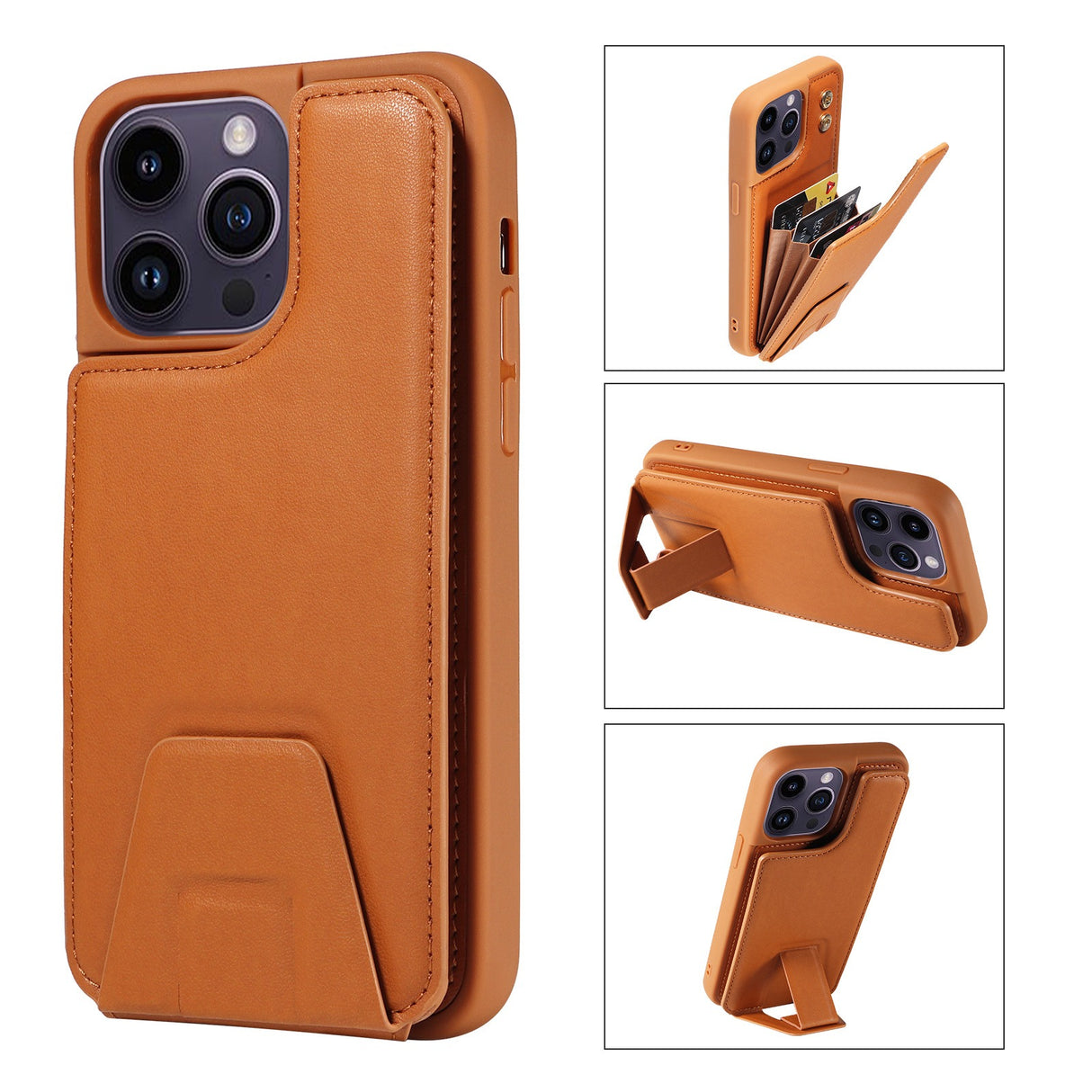 Suitable for Apple 15 phone case 13promax stand phone case adhesive leather anti drop 12 accordion card insertion phone case - V.I.P Digital Presence
