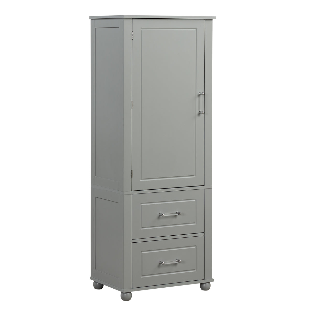 Tall Bathroom Storage Cabinet, Freestanding Storage Cabinet with Two Drawers and Adjustable Shelf, MDF Board , Grey - V.I.P Digital Presence
