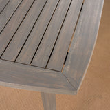 Outdoor Square Acacia Wood Table with Straight Legs, Gray - V.I.P Digital Presence