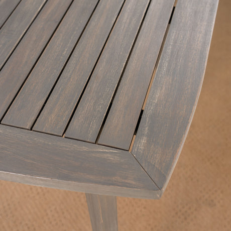 Outdoor Square Acacia Wood Table with Straight Legs, Gray - V.I.P Digital Presence