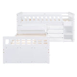 L-shaped Space-Saving Twin Loft and Twin Platform Bed with 7 Drawers and Full Guardrails(WHITE) - V.I.P Digital Presence