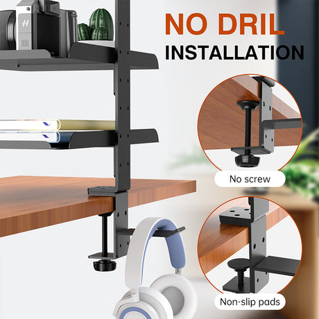 3 - Tier Multifunctional Desk Side Storage Rack - Organize Your Workspace Effortlessly - V.I.P Digital Presence