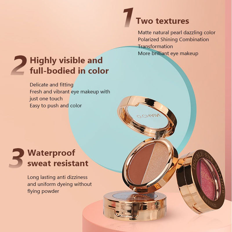 O'CHAIN Pearlescent two-color eyeshadow Matte lipstick does not fade and does not stick to the cup powdery delicate eyeshadow palette - V.I.P Digital Presence