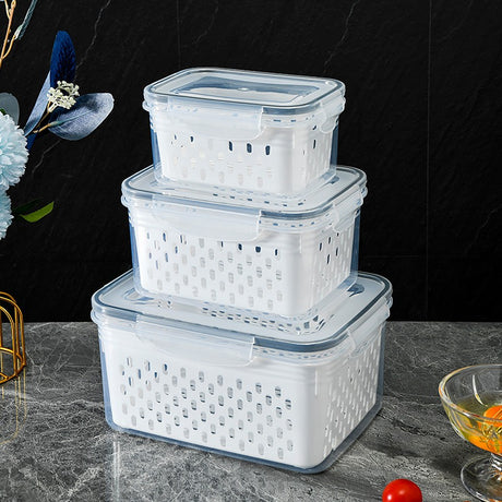 Kitchen food sealed preservation box fruit and vegetable drainage plastic storage box with lid - V.I.P Digital Presence