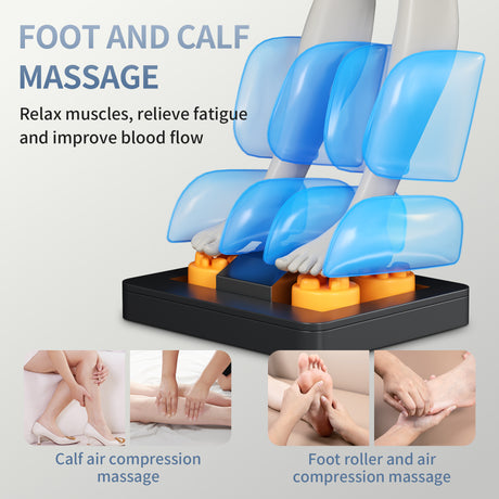 Full body deep tissue massage chair, foot massage, 8 fixed massage rollers, touch screen suitable for 5.1-5.75 feet high (black) - V.I.P Digital Presence