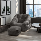 Beanbag chair with filler, beanbag sofa with tufted soft filler with memory foam, black - V.I.P Digital Presence