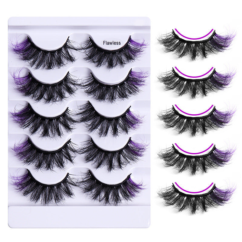 5 Pairs Of Colorful Fried False Eyelashes Multi Layer Thick Cross Mink Like Eyelashes - V.I.P Digital Presence