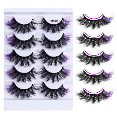 5 Pairs Of Colorful Fried False Eyelashes Multi Layer Thick Cross Mink Like Eyelashes - V.I.P Digital Presence