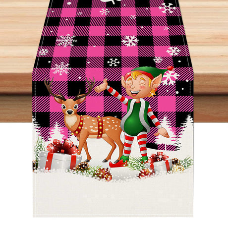 Christmas table flag holiday party restaurant decoration tablecloth linen checkered printed dining table tablecloth mat - V.I.P Digital Presence
