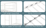 Twin metal bunk beds, metal structure bed frame with safety guardrails and 2 ladders, convertible bunk beds, white - V.I.P Digital Presence