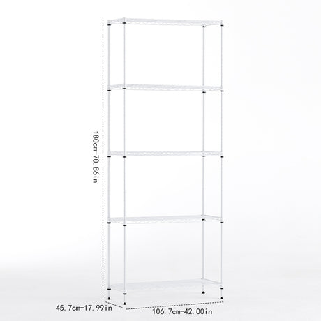 Wire frame metal storage rack adjustable rack, vertical storage rack unit (white, 42L x 18W x 71H) - V.I.P Digital Presence