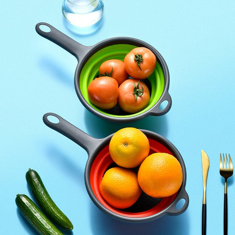 Long handle PP+TPR folding drainage basket retractable water filter basket fruit and vegetable water filter tray - V.I.P Digital Presence