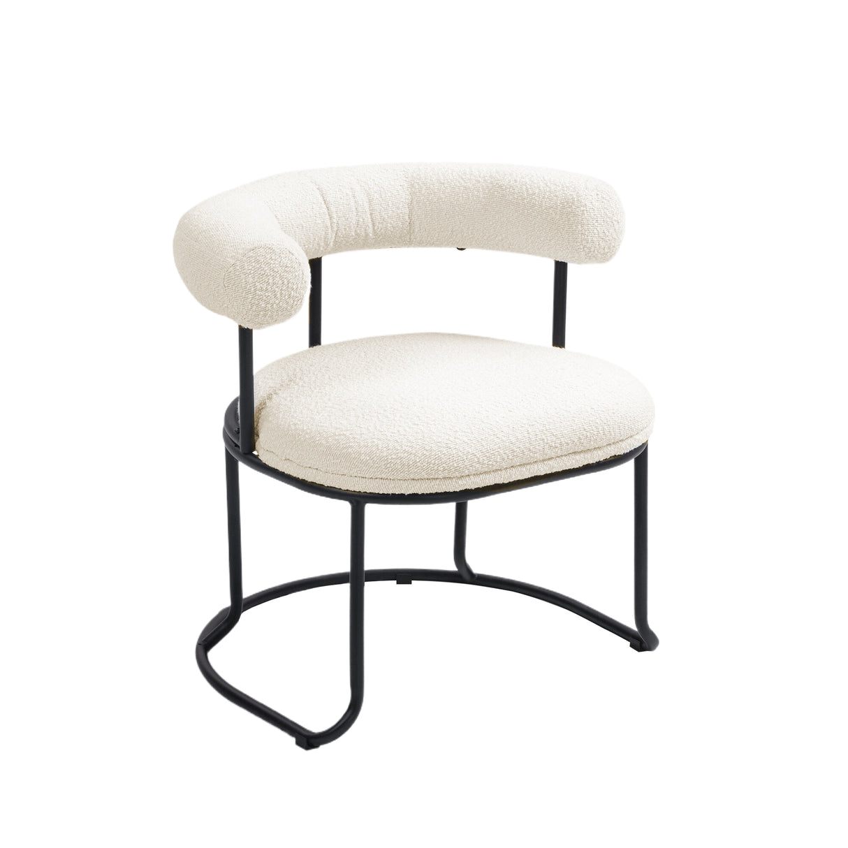 COOLCOOL Boucle dining chair set of two, medieval modern curved backrest chair, round cushion (beige Boucle) - V.I.P Digital Presence