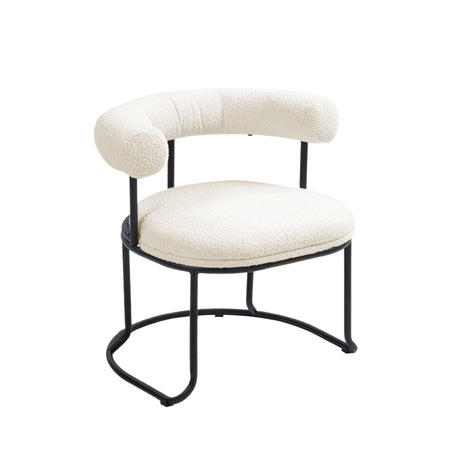 COOLCOOL Boucle dining chair set of two, medieval modern curved backrest chair, round cushion (beige Boucle) - V.I.P Digital Presence