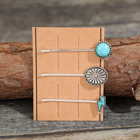 3 PCS/Set Artificial Turquoise Hair Pins - V.I.P Digital Presence