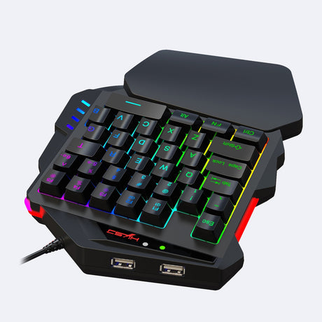 V500 gaming one handed keyboard RGB illuminated keyboard built-in converter supports PS3 and PS4 gaming consoles - V.I.P Digital Presence