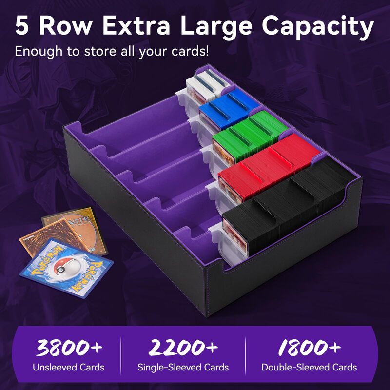 3800+ Capacity Card Storage Box. Includes 20 Dividers, 5 Supporters, Leather Magnetic Closure. Great for YuGiOh & MTG Cards. - V.I.P Digital Presence