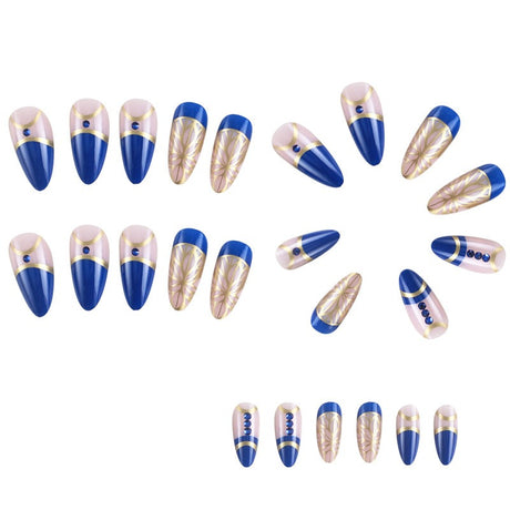 Cross-border palace style diamond wearable nail patches long gold foil nail polish wearable nail patches - V.I.P Digital Presence