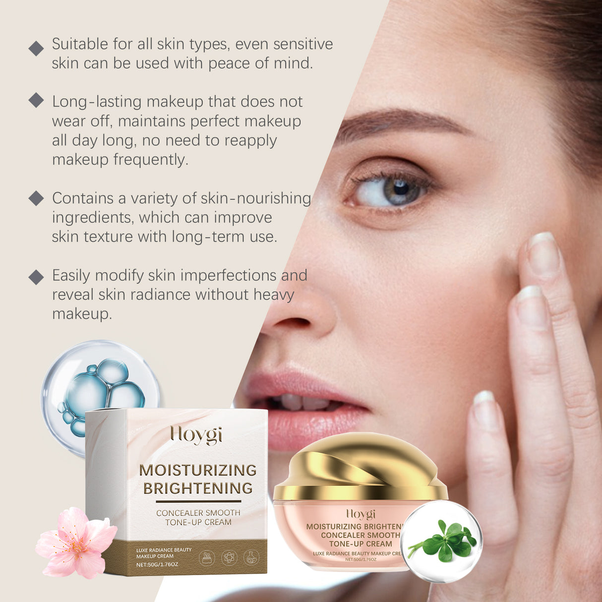 Moisturizing Concealer Cream To Cover Blemishes Lazy Refresh Moisturizing Hydrating Nude Brightening Foundation