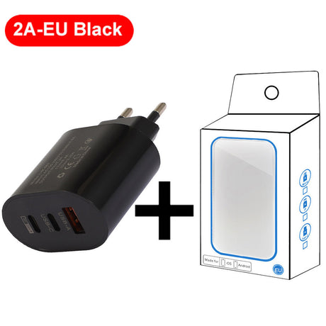 Type-C mobile phone charger 2A USB+2PD multi port US and European travel charging head - V.I.P Digital Presence