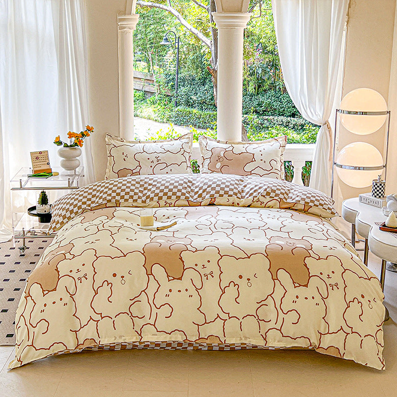 Cartoon Four-Piece Set Fresh Autumn and Winter Single Student Dormitory Bedding Sheet Three-Piece Set Single Quilt Cover - V.I.P Digital Presence