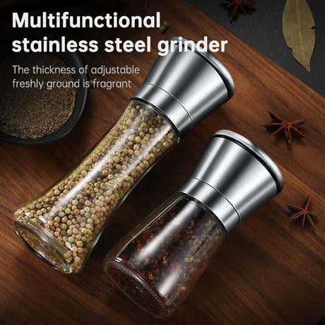 Stainless Steel Pepper Grinder For Household Manual Glass Grinding Black Pepper Powder Seasoning Bottle Comes With Grinding Bottle - V.I.P Digital Presence