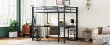 Full metal loft bed with desk and shelf, loft bed with ladder and guardrail, bedroom loft bed frame, black - V.I.P Digital Presence