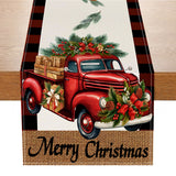 Red car printed table flag Christmas red black checkered linen living room decoration tablecloth - V.I.P Digital Presence