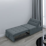 Four in one sofa bed, chair bed, multifunctional folding Ottoman bed with storage bag and USB port, dark blue - V.I.P Digital Presence