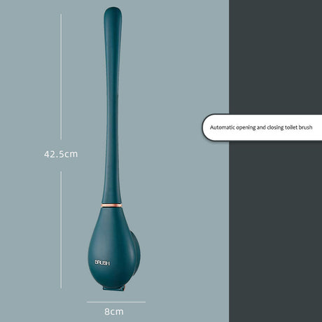 Non perforated wall mounted toilet brush with base, household dead corner cleaning silicone long handle - V.I.P Digital Presence